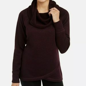 Ideology Dark Purple Cowl-Neck Tulip-Hem Pullover